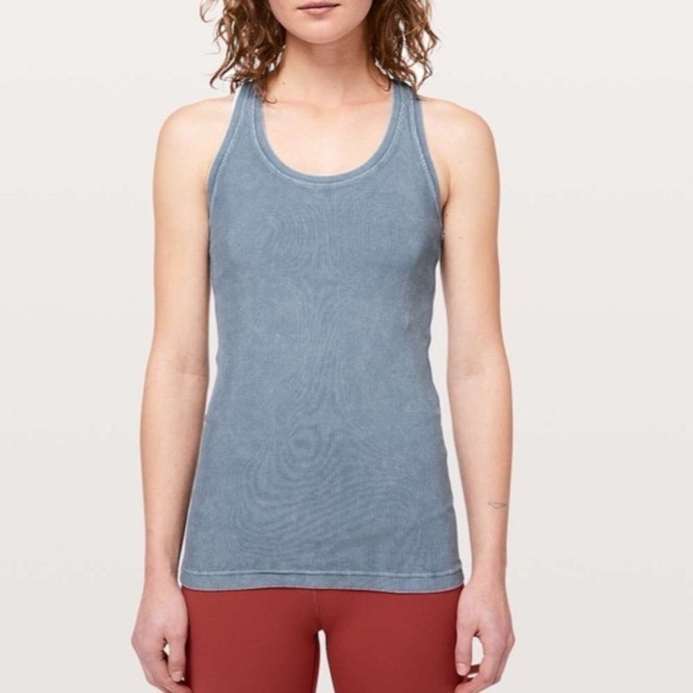 Lululemon Cool Racerback Tank Rib Top Size 2 Washed Moon Blue